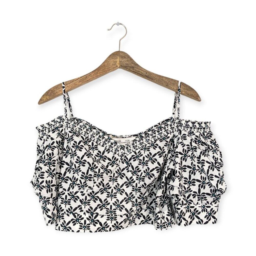 Diane Von Furstenberg Margaret Crop Top 8 Cold Shoulder Cotton NWT